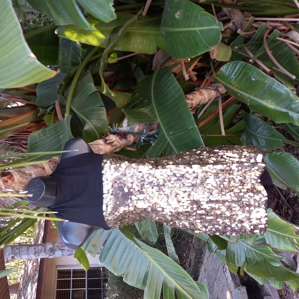 Express sequin metallic color block mini-dress
